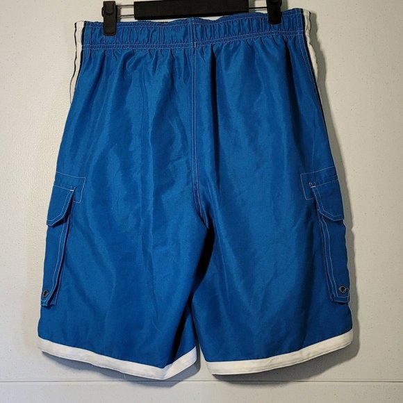 Sonoma Life Style Mens Board Shorts Blue & White Stripes Big Pockets Size Med - Picture 2 of 5